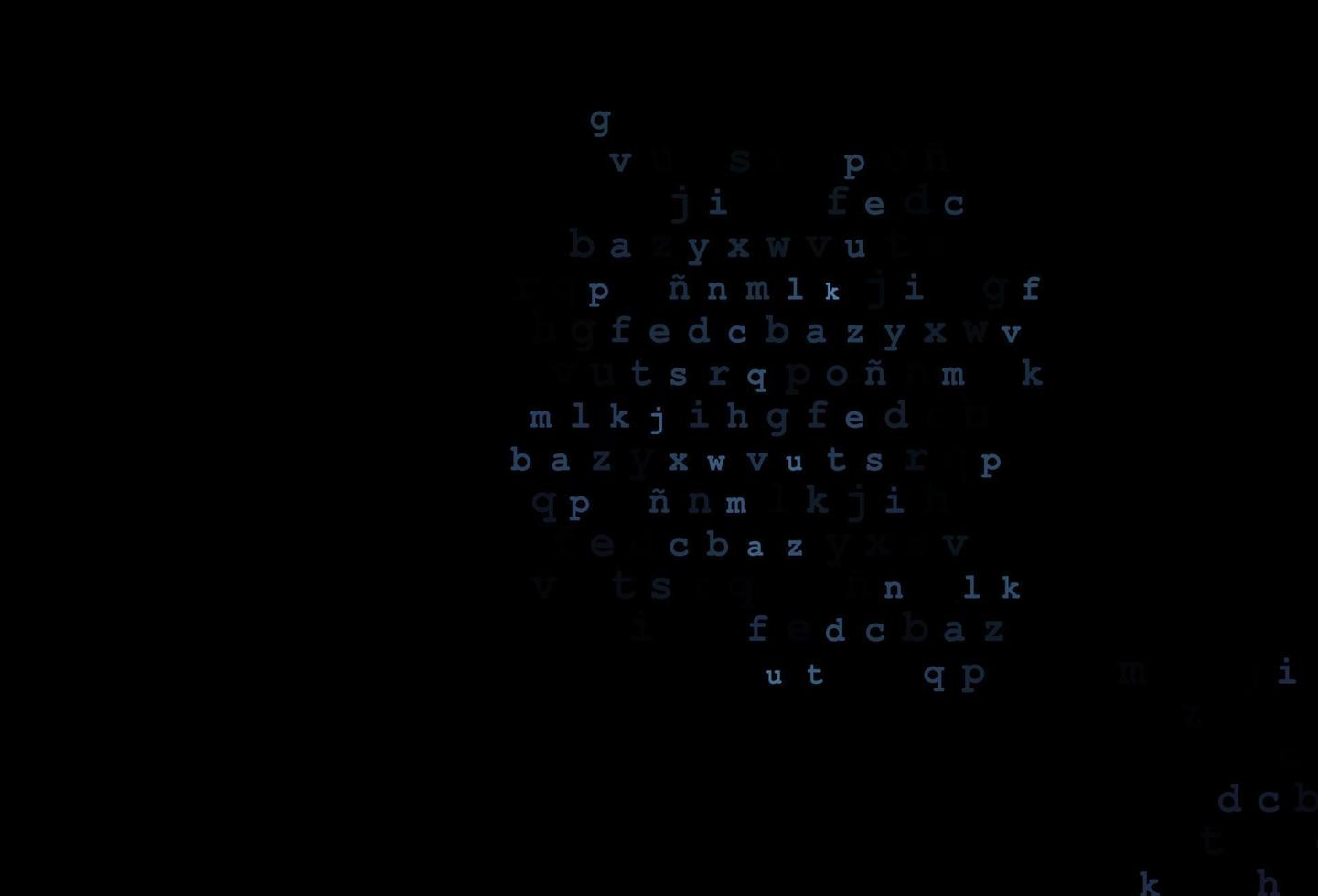 mörk svart vektor bakgrund med tecken på alfabetet.