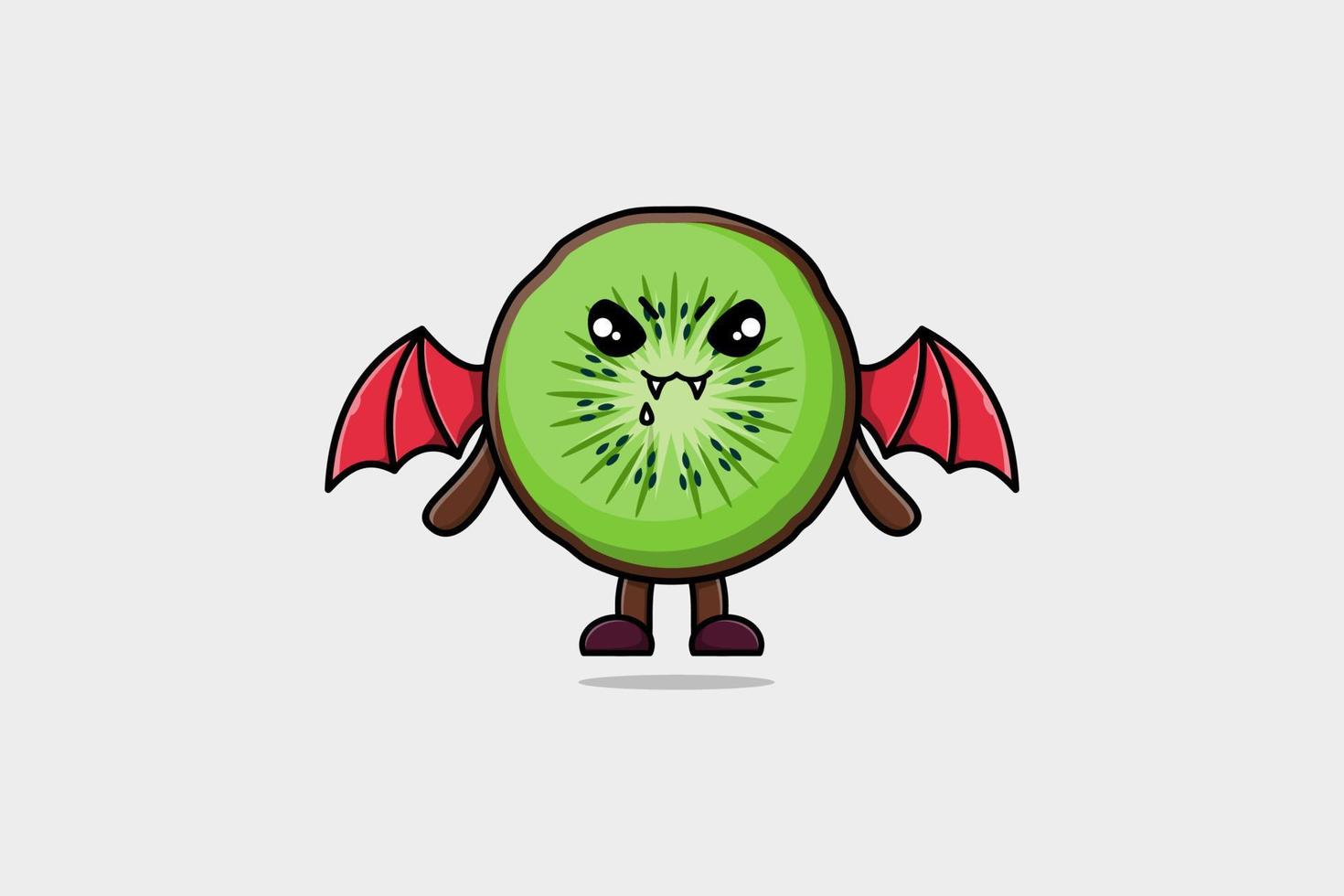 süßes maskottchen cartoon kiwi dracula mit flügeln vektor