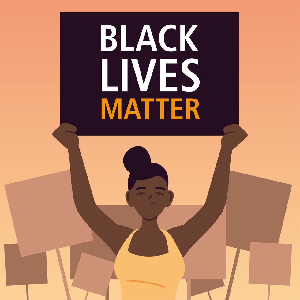 svart liv betyder banner med kvinna vektor