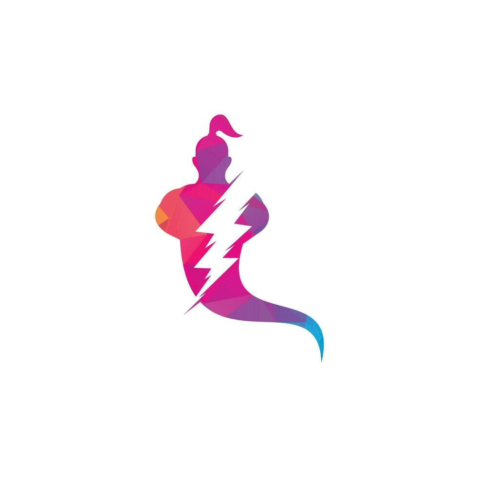 Donnerbolzen-Genie-Logo-Design. magisches Fantasy-Genie-Konzept-Logo. vektor