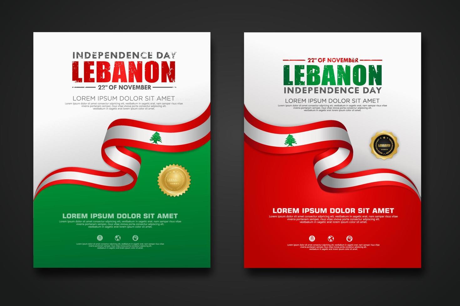 uppsättning affisch design libanon oberoende dag bakgrund mall vektor