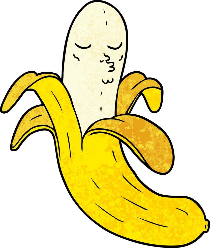 retro grunge textur cartoon niedliche banane vektor