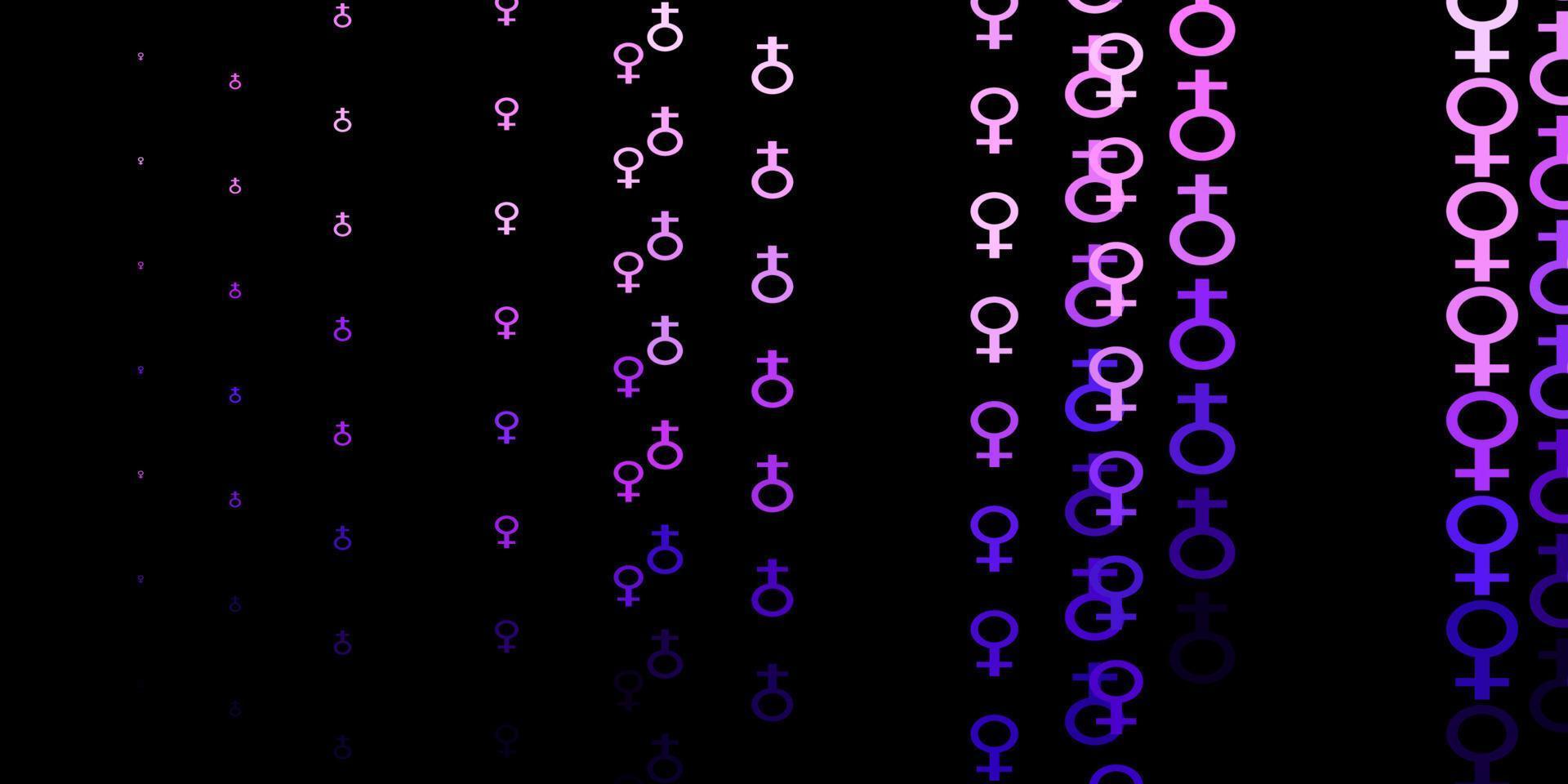 dunkelviolette, rosafarbene Vektortextur mit Symbolen für Frauenrechte. vektor