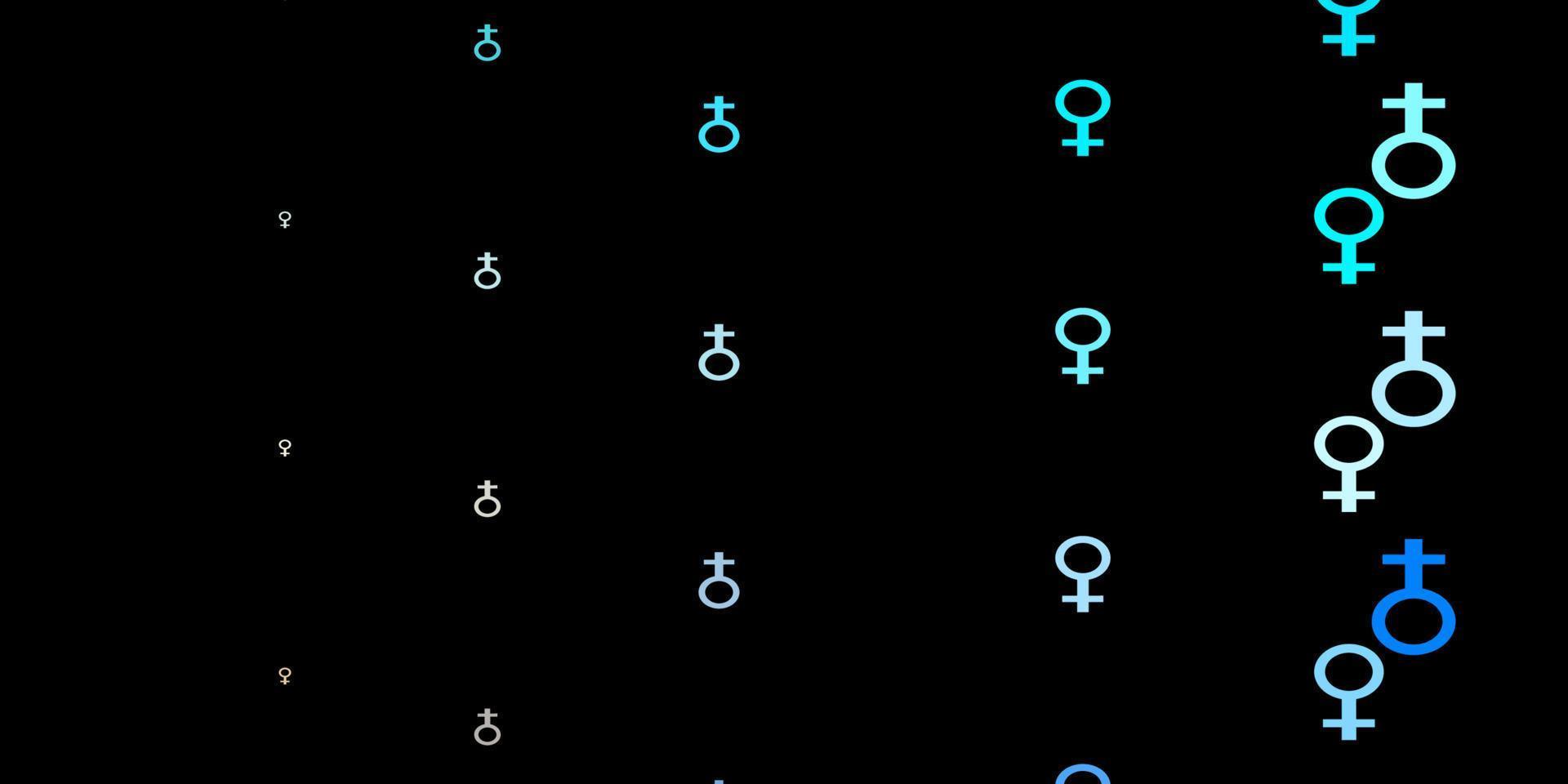 mörkblå, gul vektorstruktur med kvinnors rättighetssymboler. vektor