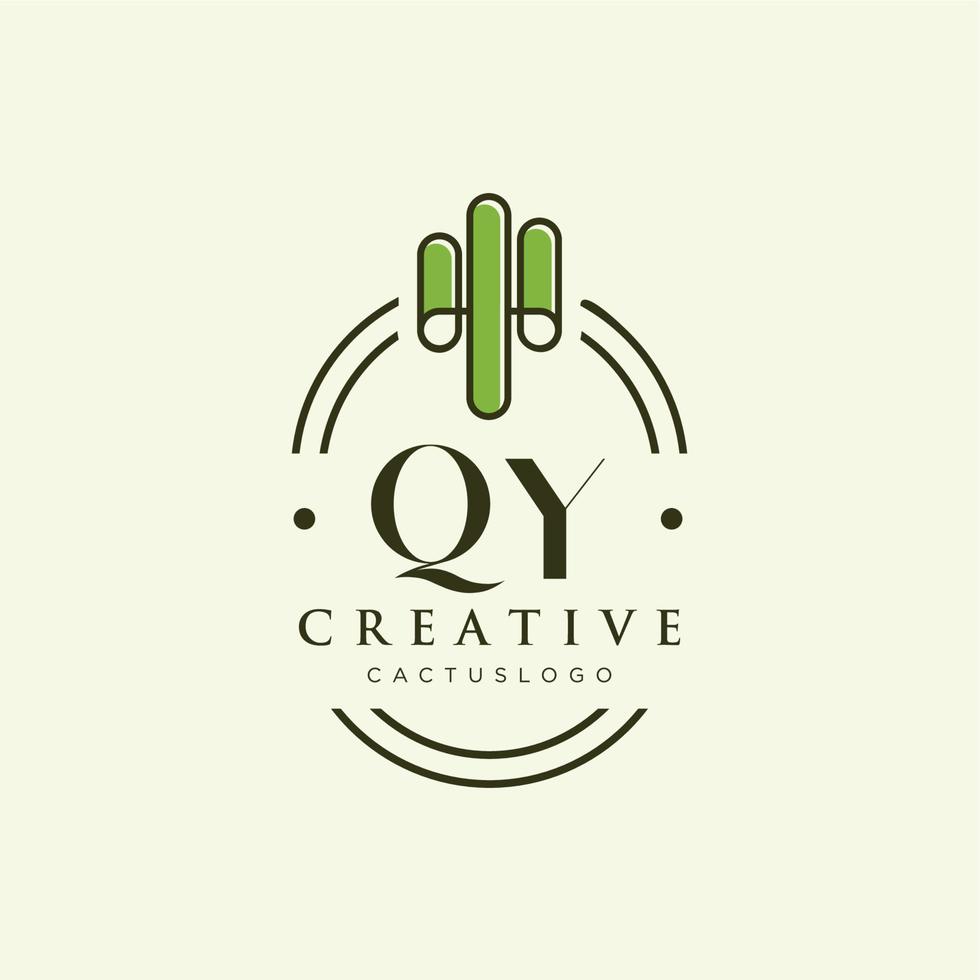 qy Anfangsbuchstabe grüner Kaktus-Logo-Vektor vektor