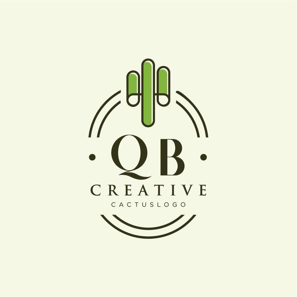 qb Anfangsbuchstabe grüner Kaktus-Logo-Vektor vektor