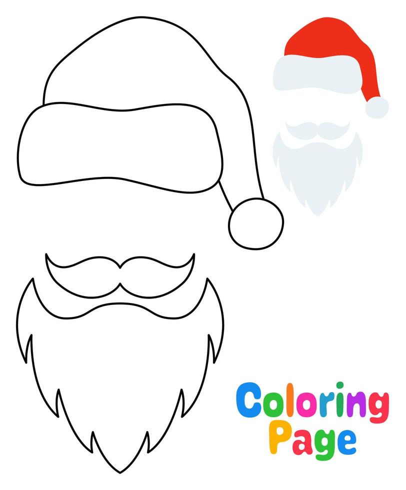 färg sida med skägg med jul hatt för barn vektor