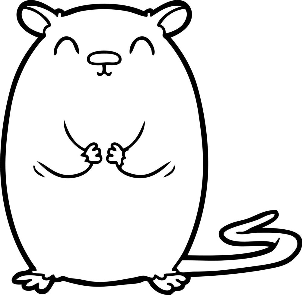 linje teckning tecknad serie söt råtta vektor