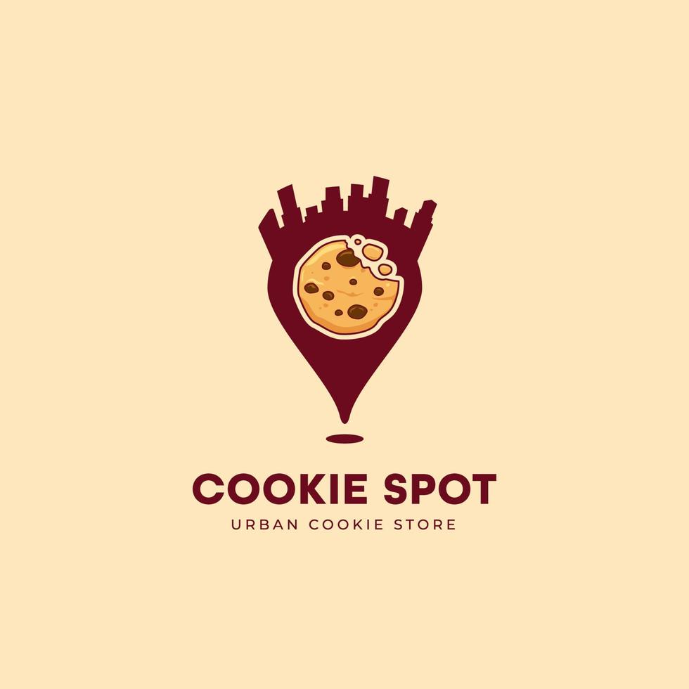 Cookie-Spot-Logo. Cookie-Gebäck-Logo mit punktgenauer Symboldarstellung vektor