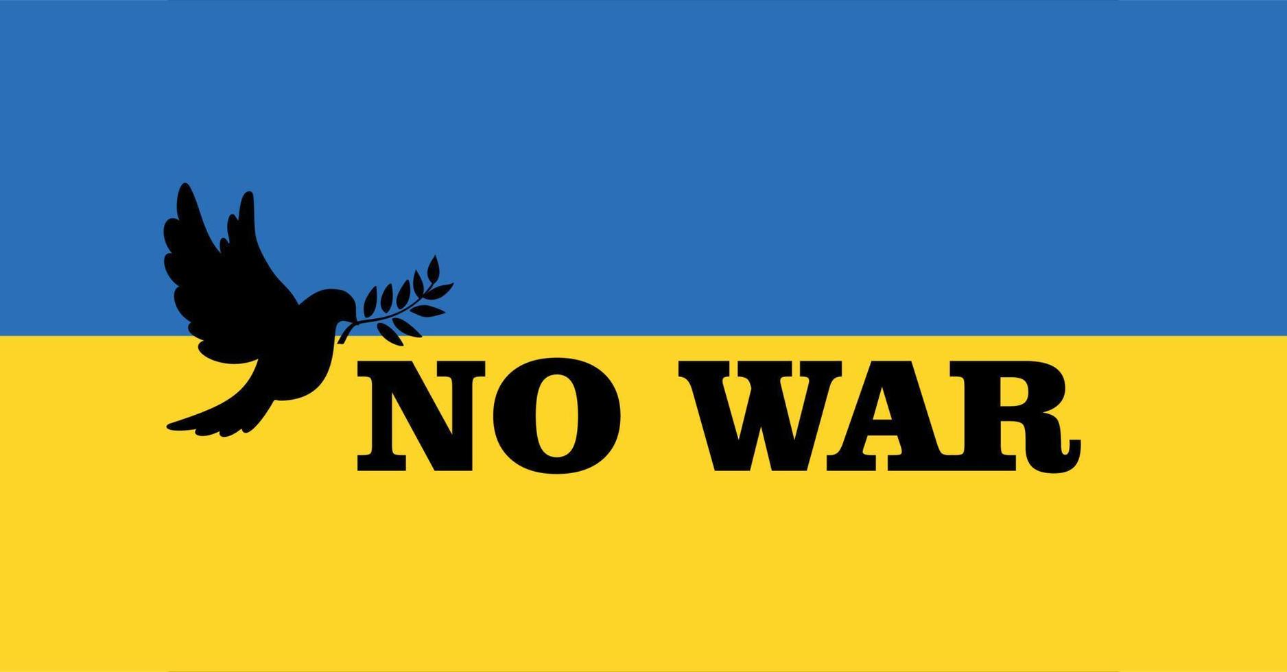 Kein Kriegsplakat mit Friedenstaube. Flagge der Ukraine. vektor