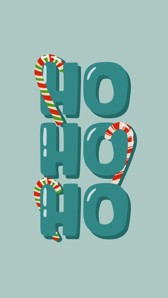 jul ho ho ho platt illustration. jul randig godis. minimalistisk pastell design för telefon tapet, affischer, skriva ut, vykort och hälsning kort. vinter- Semester begrepp. vektor