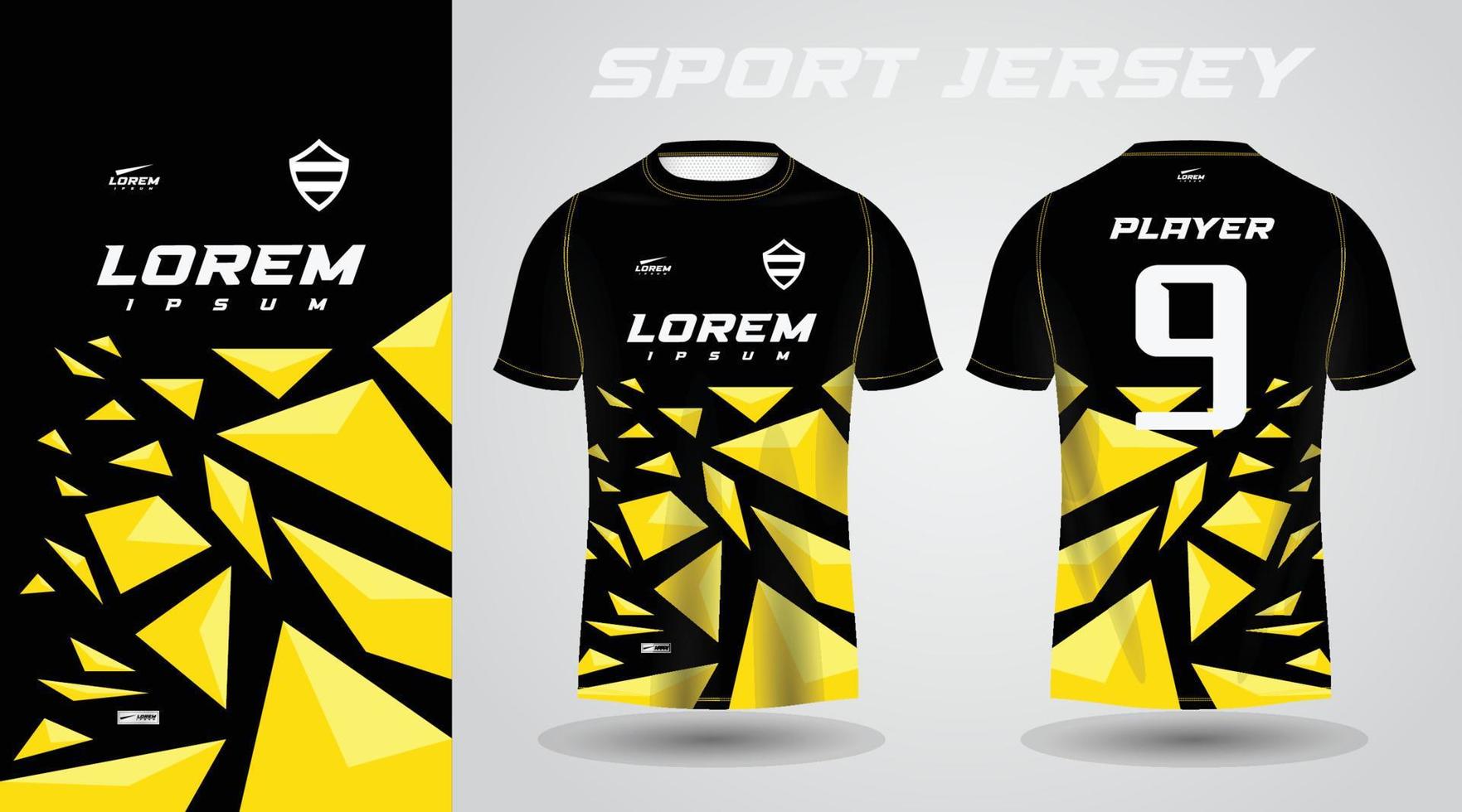 Gelbes schwarzes Hemd Sport-Jersey-Design vektor