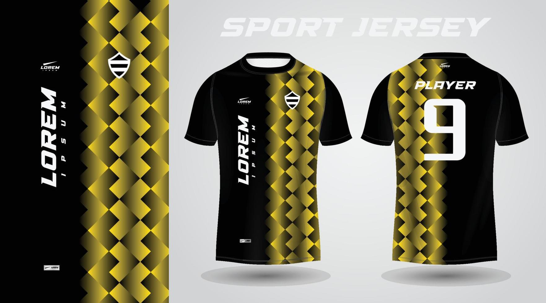 Gelbes schwarzes Hemd Sport-Jersey-Design vektor