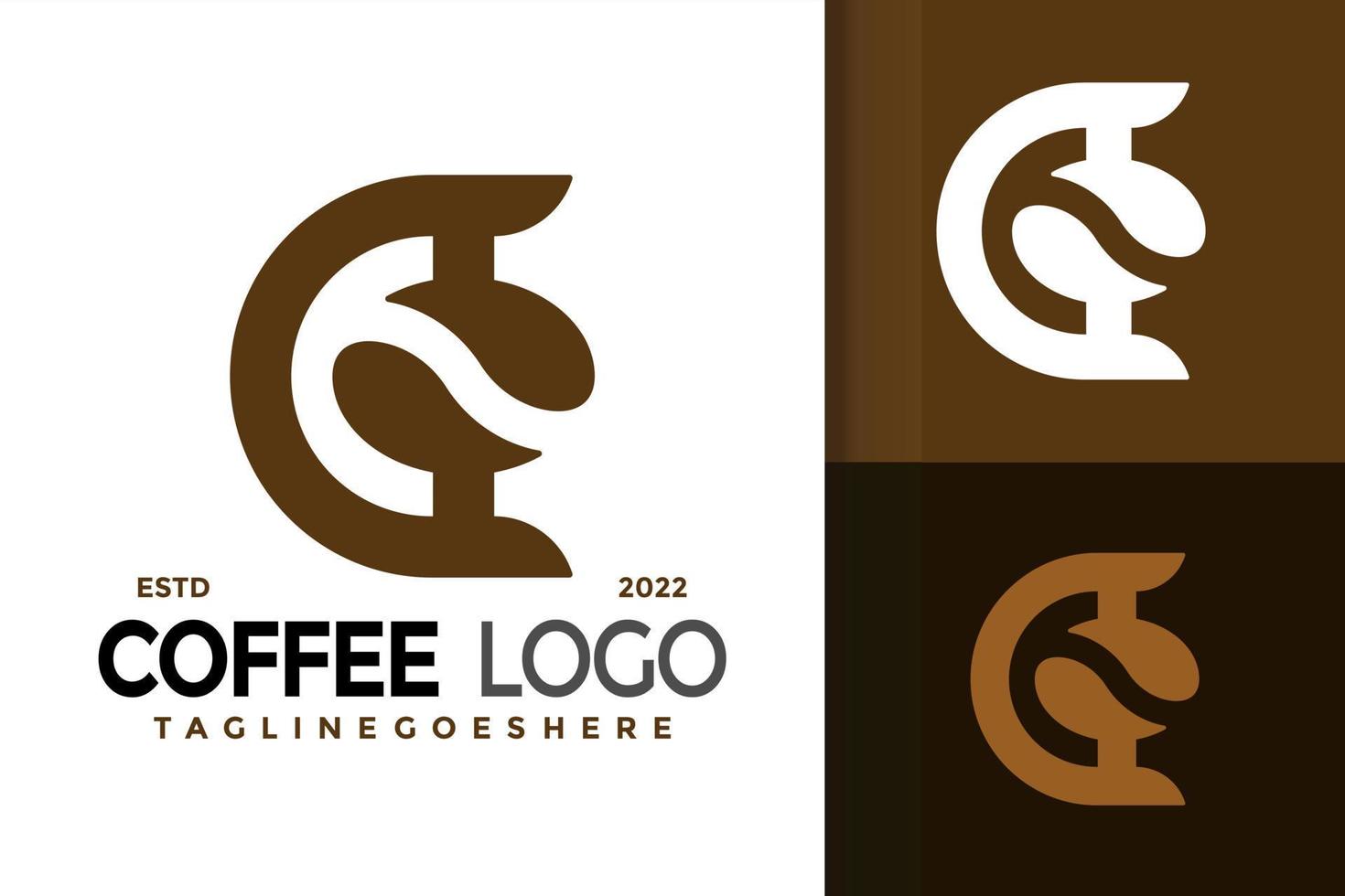brev c kaffe logotyp design, varumärke identitet logotyper vektor, modern logotyp, logotyp mönster vektor illustration mall