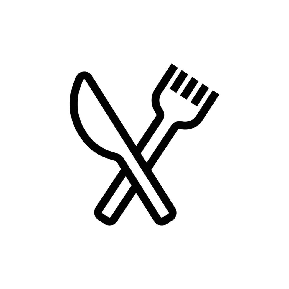 messerlinie symbolillustration mit gabel. geeignet für Lebensmittelmenüsymbol. Symbol für die Verpackung. einfaches Vektordesign editierbar. Pixel perfekt bei 32 x 32 vektor