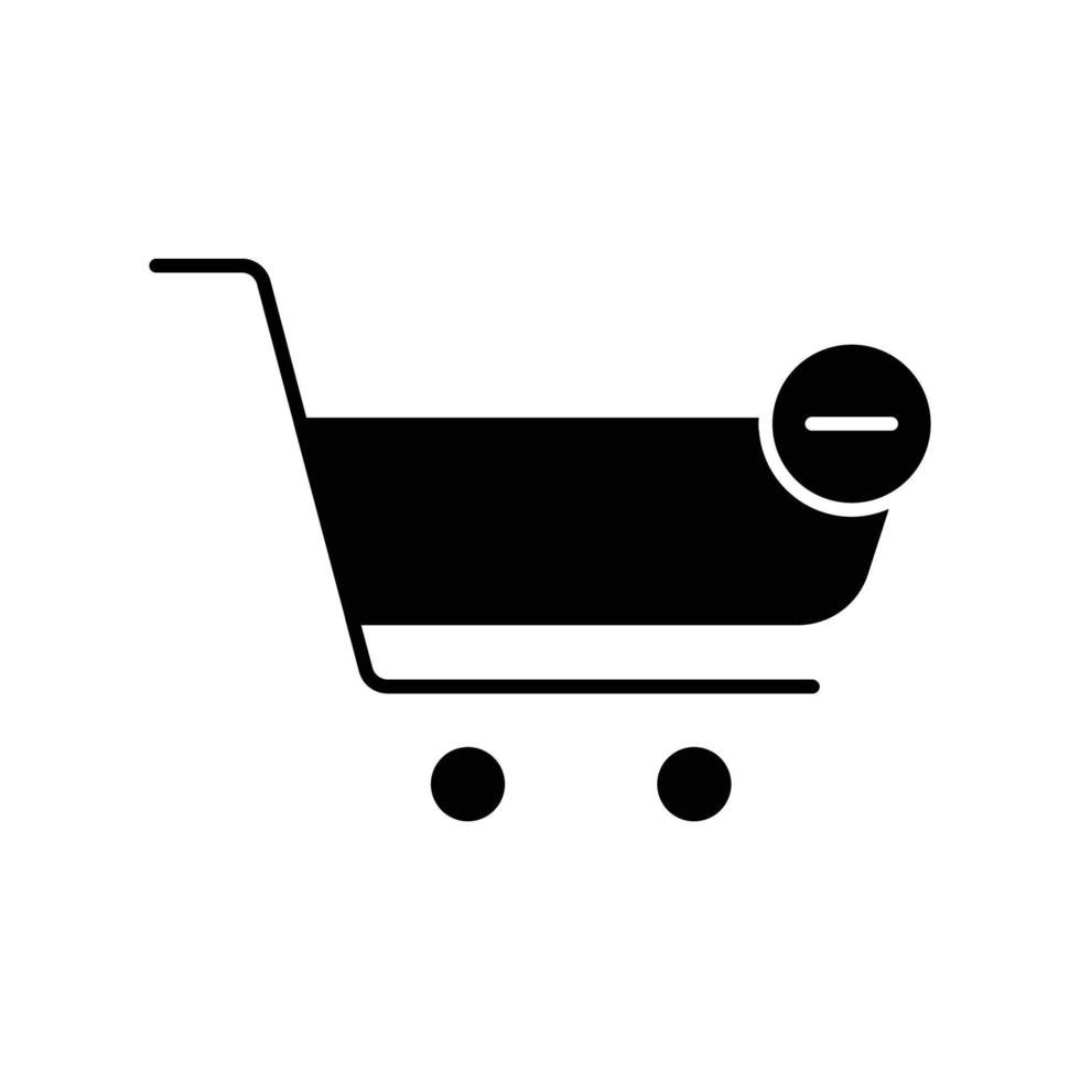 Shopping-Glyphe-Symbol abbrechen. enthält Trolley mit Abbrechen-Symbol. Symbolillustration im Zusammenhang mit E-Commerce-Shop. einfaches Vektordesign editierbar. pixelgenau bei 32 x 32 vektor