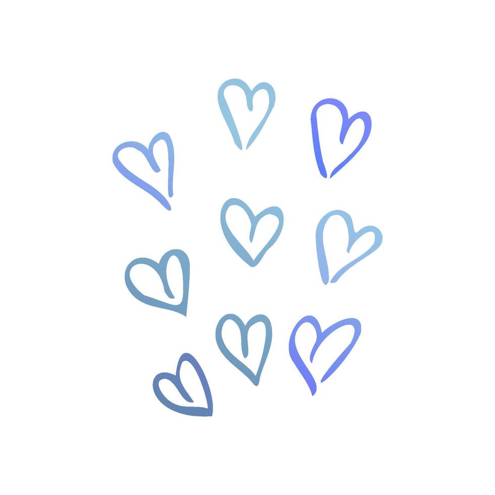 enkel blå klotter hjärta. isolerat design element för hjärtans dag, bröllop, roman vektor