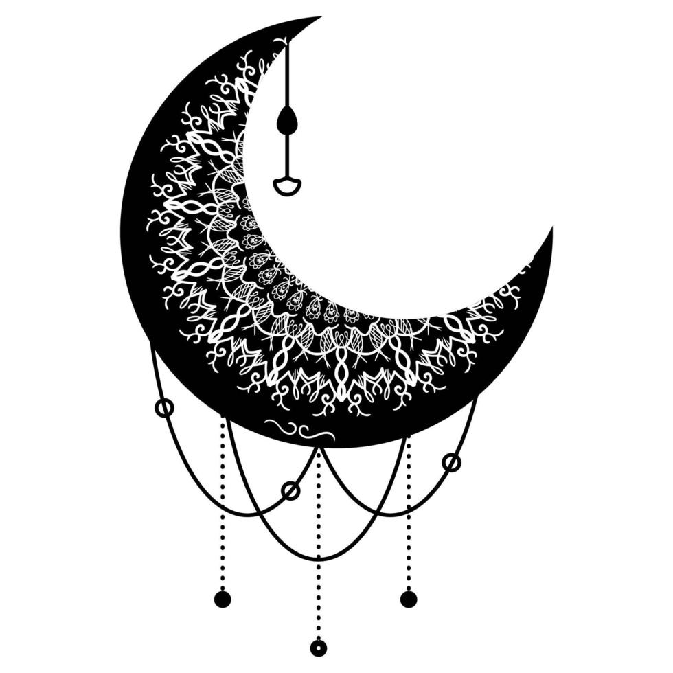 ethnisches schwarzes Mondmandala orientalisches Musterdesign vektor