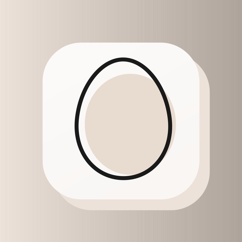 3D-Quadrat-Knopf-Tier-Ei auf weißem Umriss-Symbol. flache Symbolzeichen-Vektorillustration lokalisiert auf grauem Hintergrund. gesundes ernährungskonzept vektor