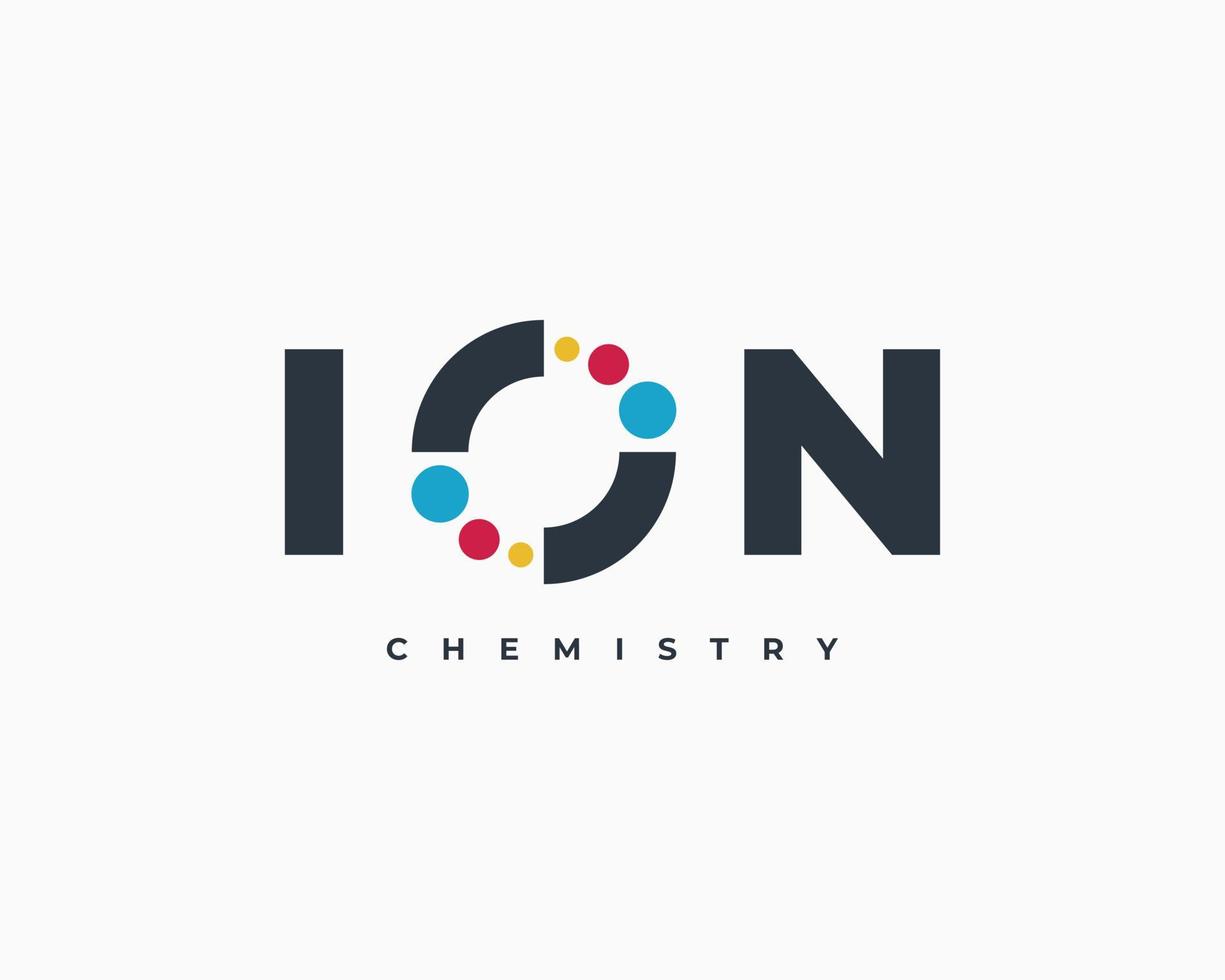 Jon kemi atom vetenskap molekyl kemisk forskning typografi text vektor logotyp design