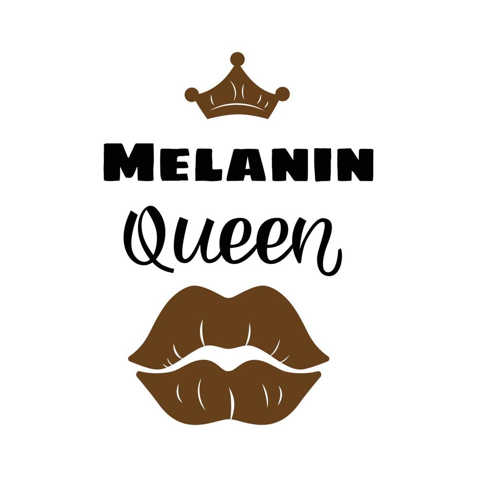 melanin queen positives motivierendes handgeschriebenes vektorzitat. Motivationstext. vektorillustration im flachen unbedeutenden stil. vektor