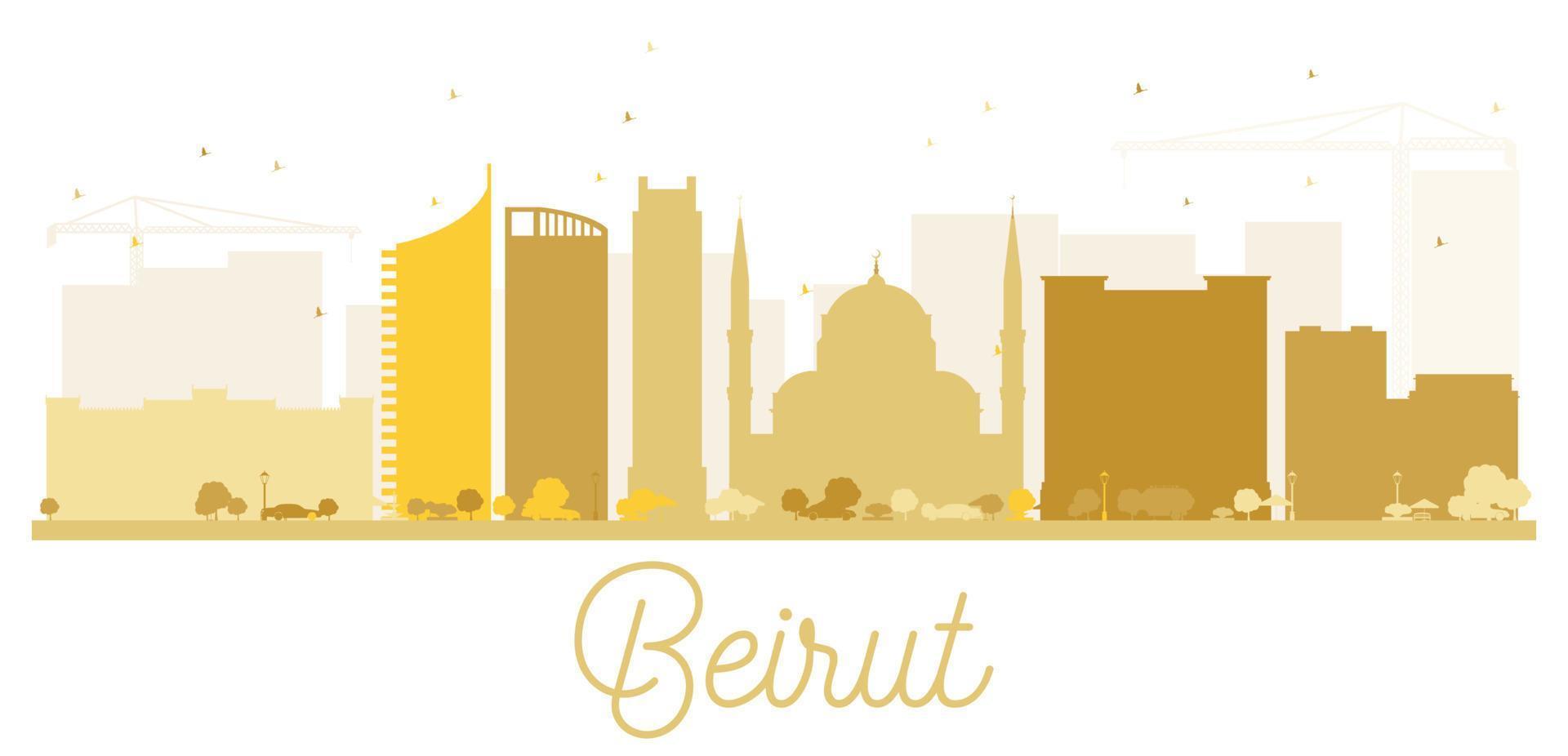 beirut stad horisont gyllene silhuett. vektor