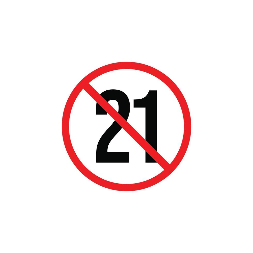 Verboten unter 21-Symbol. unter 21 nicht erlaubter Symbolvektor vektor