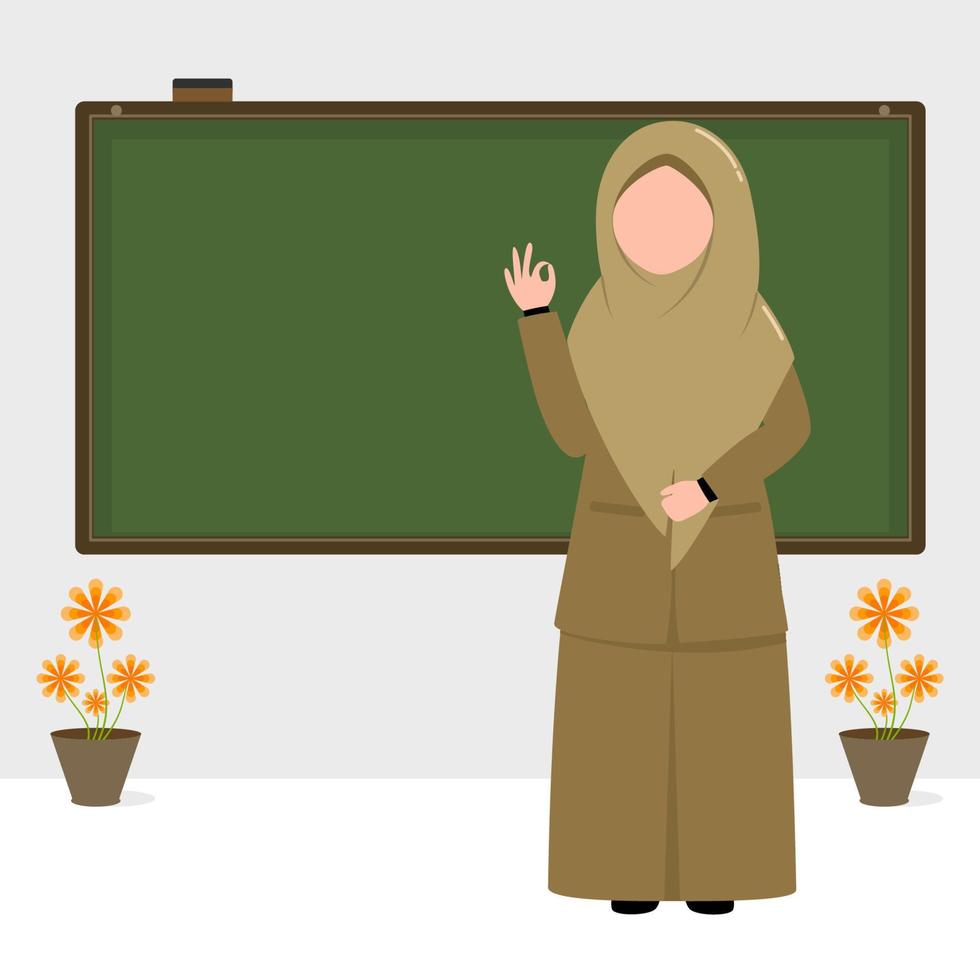 hand dragen illustration av muslim lärare vektor