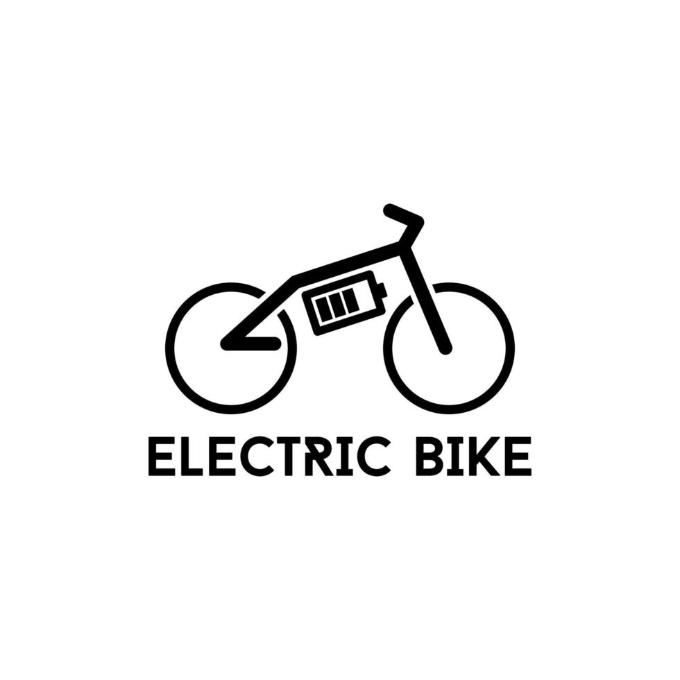 elektrisk cykel logotyp design på svart och vit bakgrund vektor