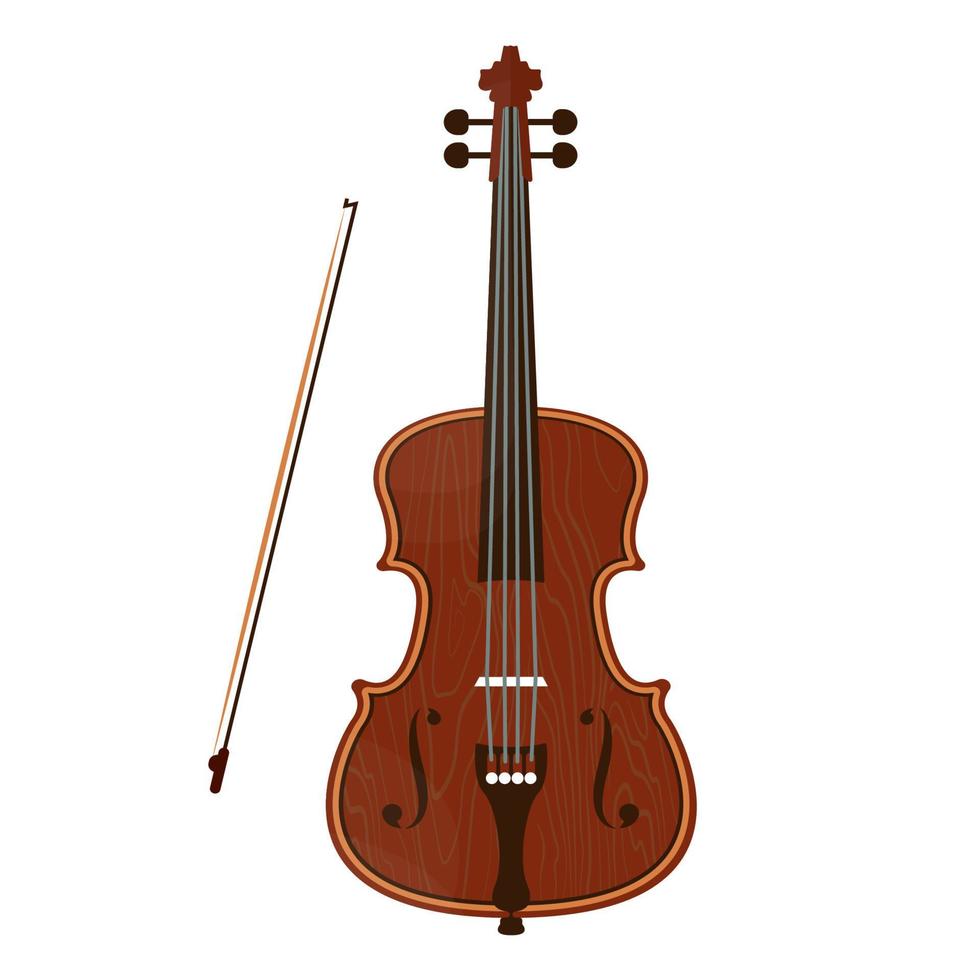 Violine isoliert auf weißem Hintergrund. Musikinstrument. flache vektorillustration. vektor