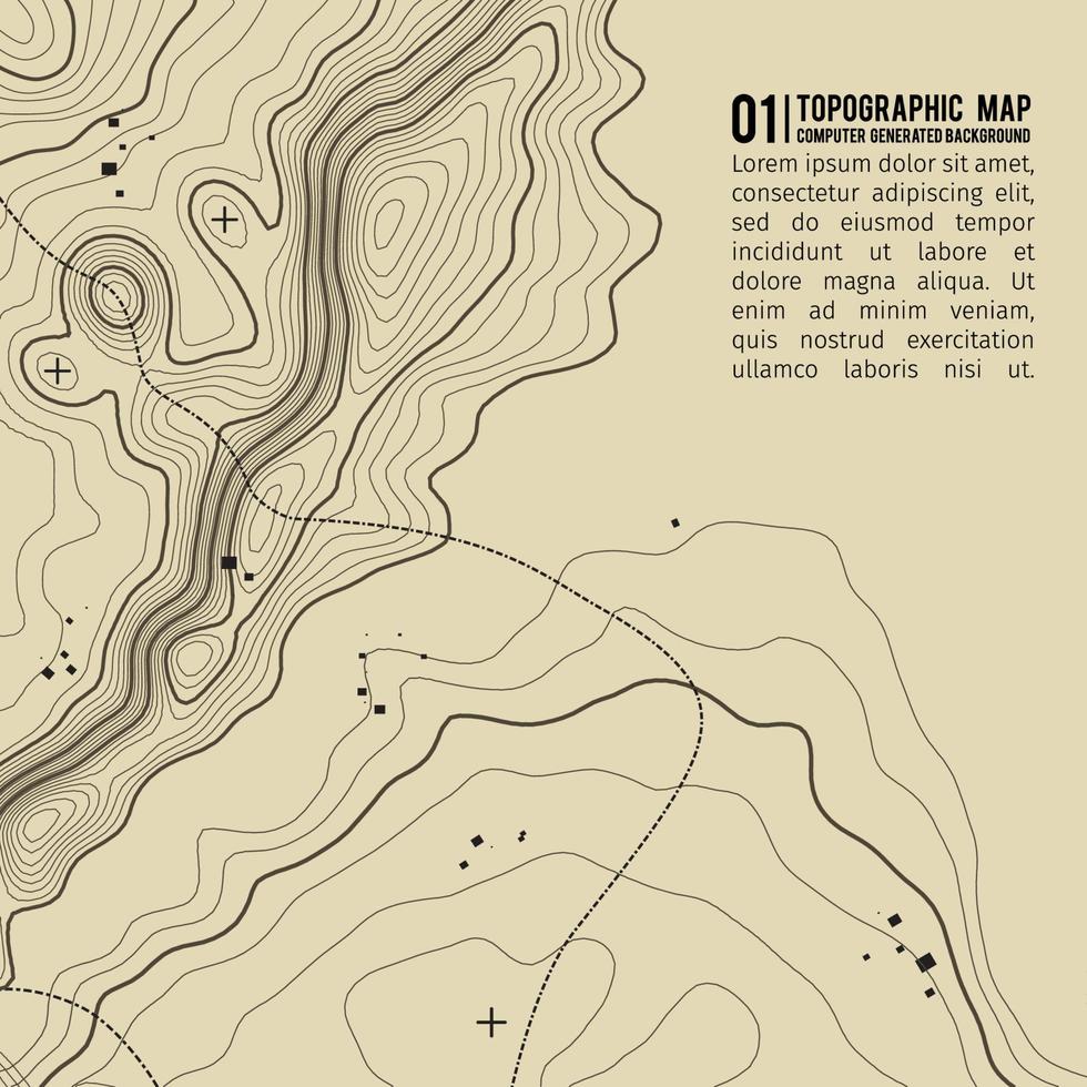 topografischer kartenhintergrund mit platz für kopie. Linie Topographie Kartenkontur Hintergrund , abstrakte Vektorillustration des geografischen Gitters . Bergwanderweg über Gelände. vektor