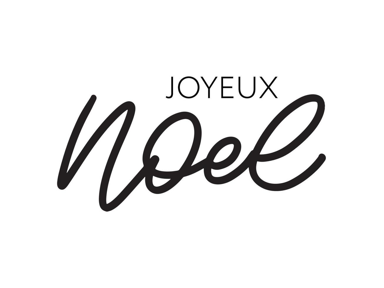 glad jul i franska språk. joyeux noel modern borsta vektor kalligrafi. hand dragen calligraphic fras isolerat på vit bakgrund. typografi för hälsning kort, vykort, affisch, baner.