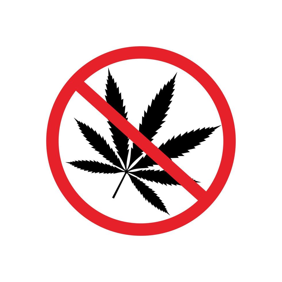 förbjuden tecken marijuana blad platt ikon vektor