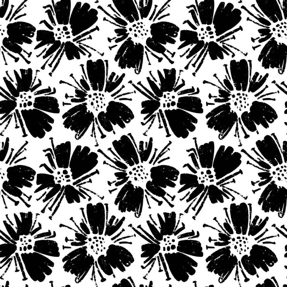 vektor sömlös mönster av bläck teckning vild växter, örter och blommor, svartvit botanisk illustration, blommig element, hand dragen repeterbar bakgrund. konstnärlig bakgrund.