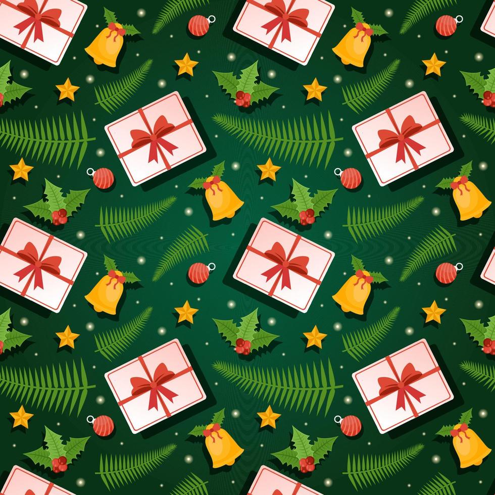jul bakgrund sömlös mönster design med santa claus, träd, snögubbe och gåvor i mall hand dragen tecknad serie platt illustration vektor
