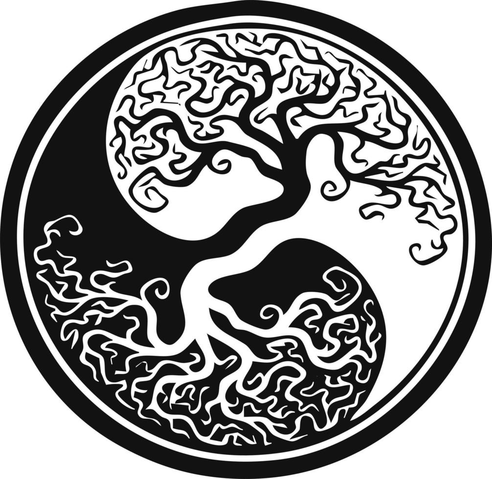 svart och vit yin yang vektor