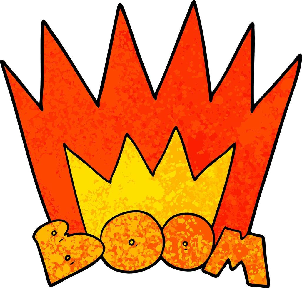 Retro-Grunge-Textur-Cartoon-Boom-Explosionszeichen vektor