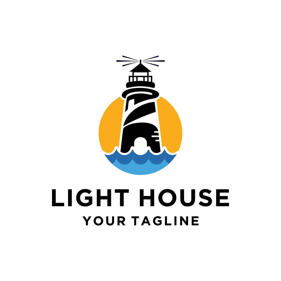 Leuchtturm-Logo-Design-Vektor-Illustration vektor