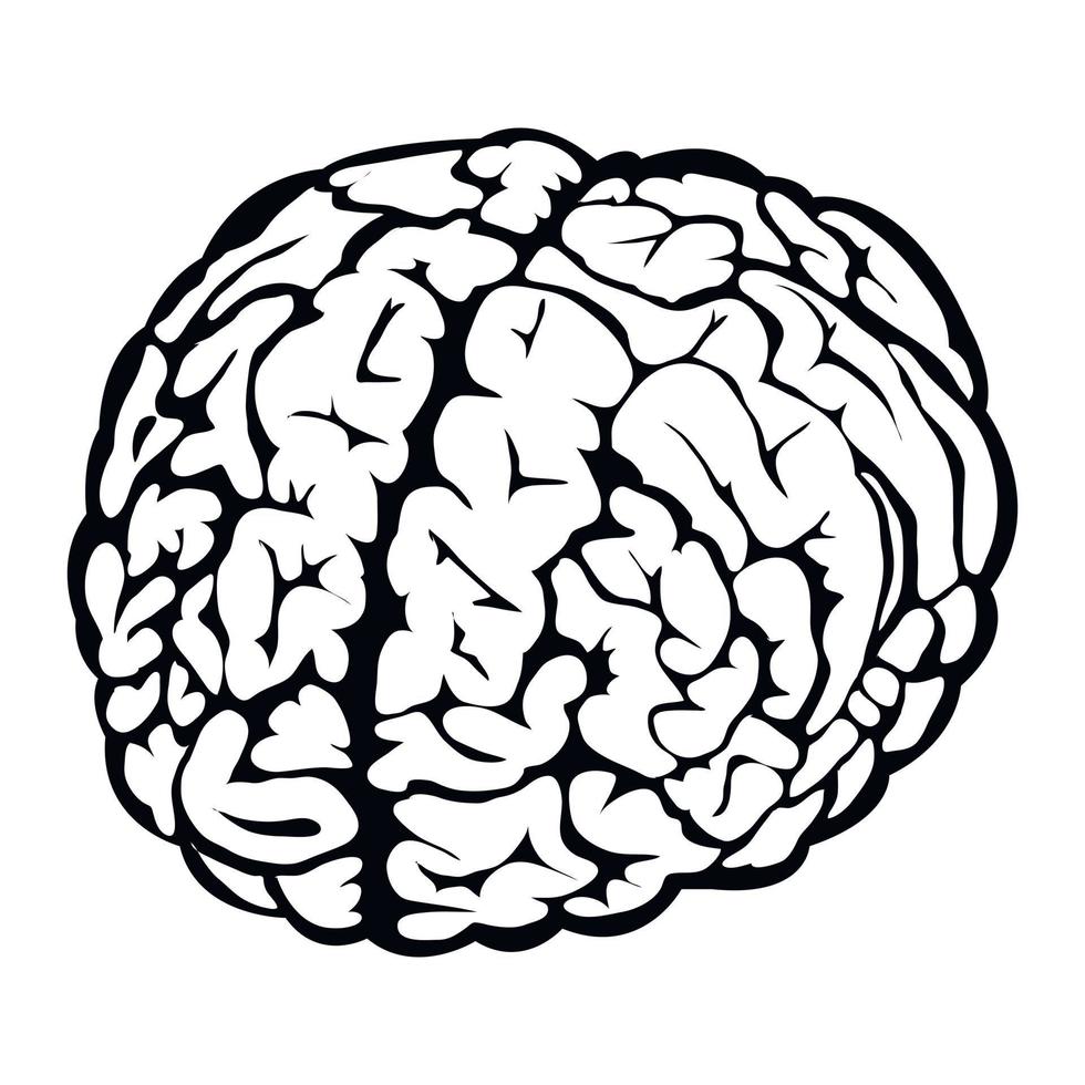 svart mänsklig hjärna tecken vektor