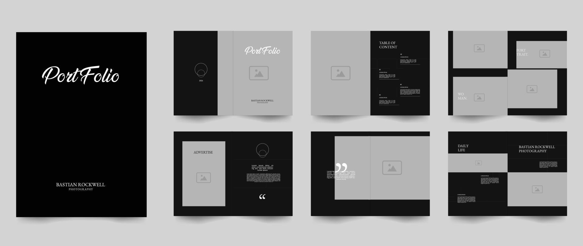 12 Seiten Layoutvorlage für ein minimalistisches Fotoportfolio vektor