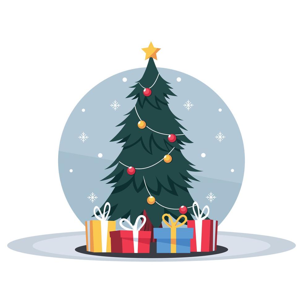 Weihnachtsbaum und Geschenke vektor