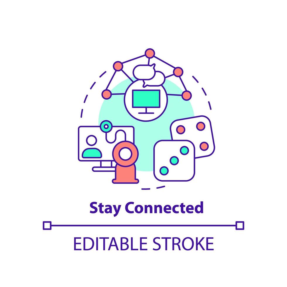 Symbol für das verbundene Konzept bleiben. Kommunikation. Remote Work Produktivitätstipp abstrakte Idee dünne Linie Illustration. isolierte Umrisszeichnung. editierbarer Strich. vektor