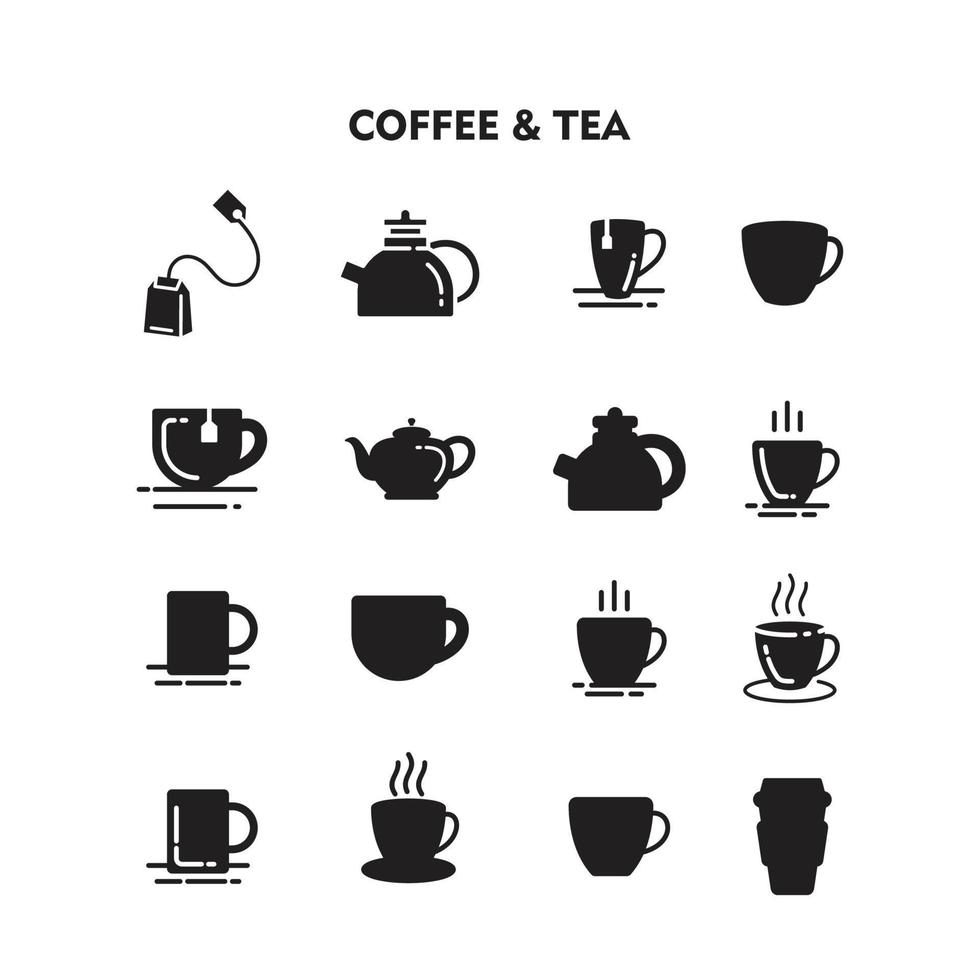 te ikon. uppsättning av kaffe och te ikon logotyp vektor