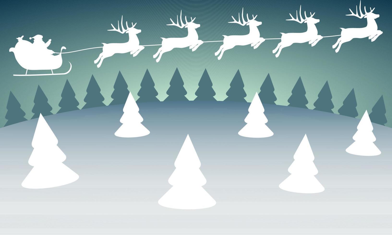 jul renar är bärande santa claus i en släde med gåvor. vektor