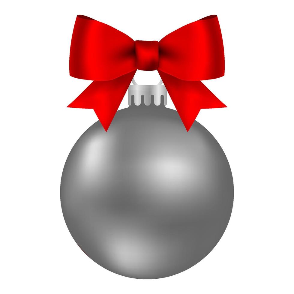 Red Christmas Ball auf einem Band mit einem schönen Bogen, isoliert auf weiss vektor