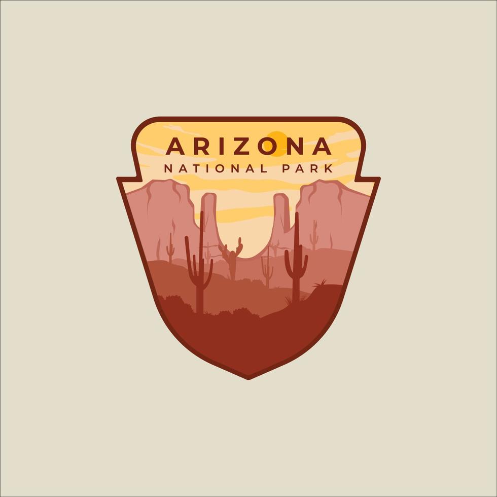 Emblem-Vektor des Arizona-Nationalpark-Logo-Illustrationsschablonen-Grafikdesigns. Zeichen oder Symbol United States Tourism Sticker Patch für Reiseunternehmen vektor