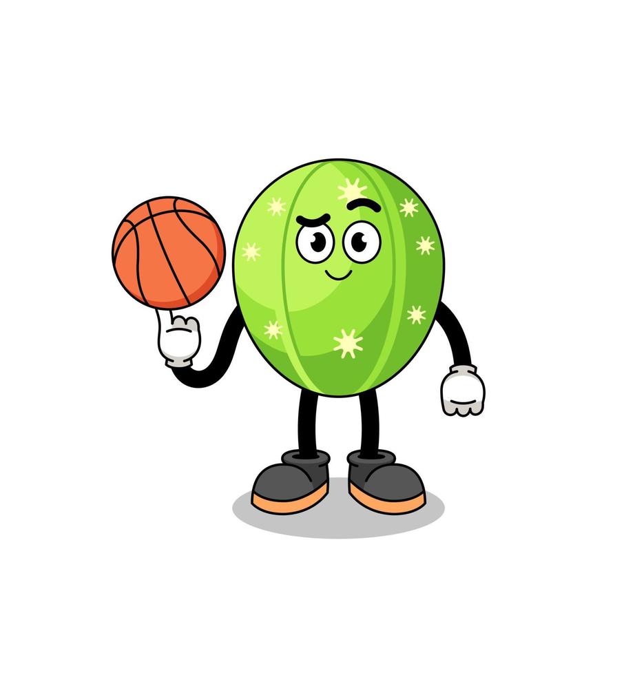 kaktus illustration som en basketboll spelare vektor