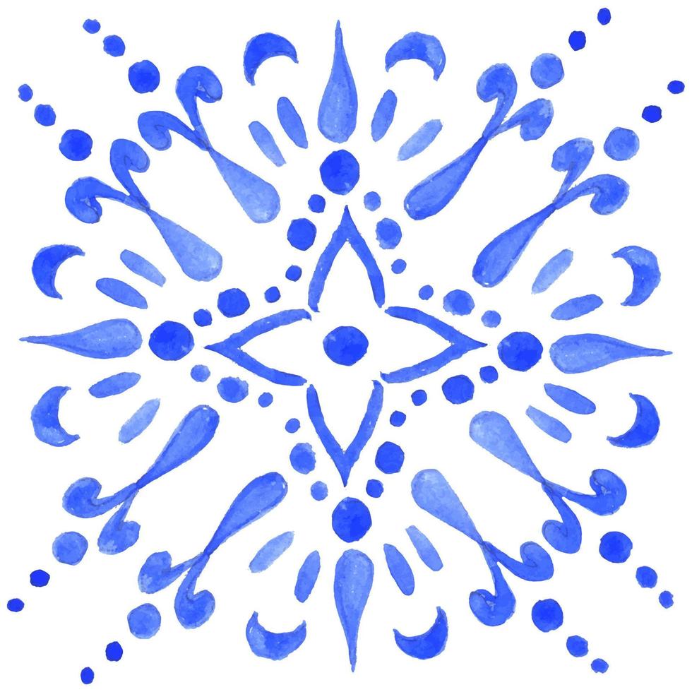 azulejos portugiesische holländische Fliese in Blautönen. barocke Fliese. Türkisches Ornament, marokkanisches Fliesenmosaik, Talavera-Ornament. vektor