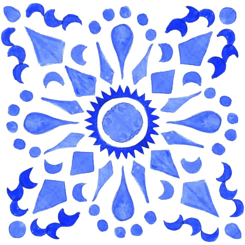 azulejos portugisiska dutch bricka i nyanser av blå Färg. barock bricka. turkiska prydnad, marockansk bricka mosaik, talavera prydnad. vektor