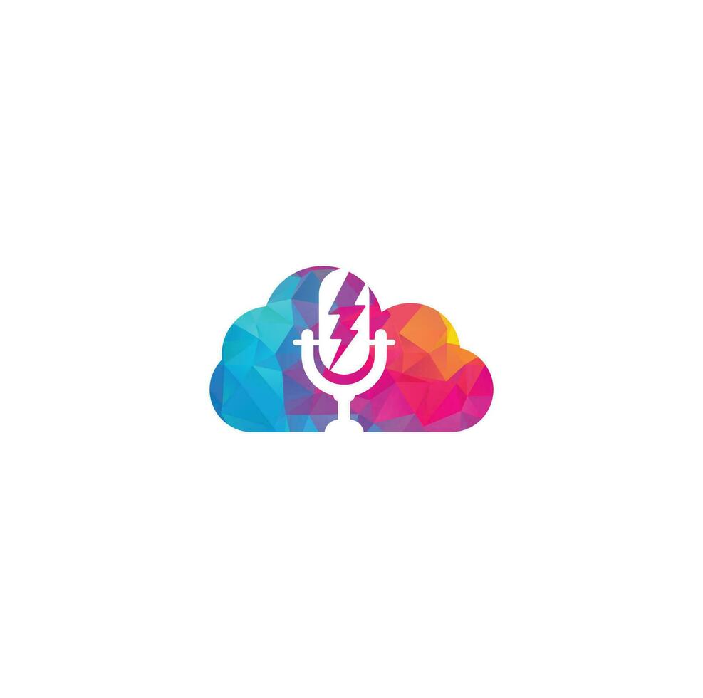 Podcast- und Donnerwolkenform-Konzept-Logo-Design. vektor